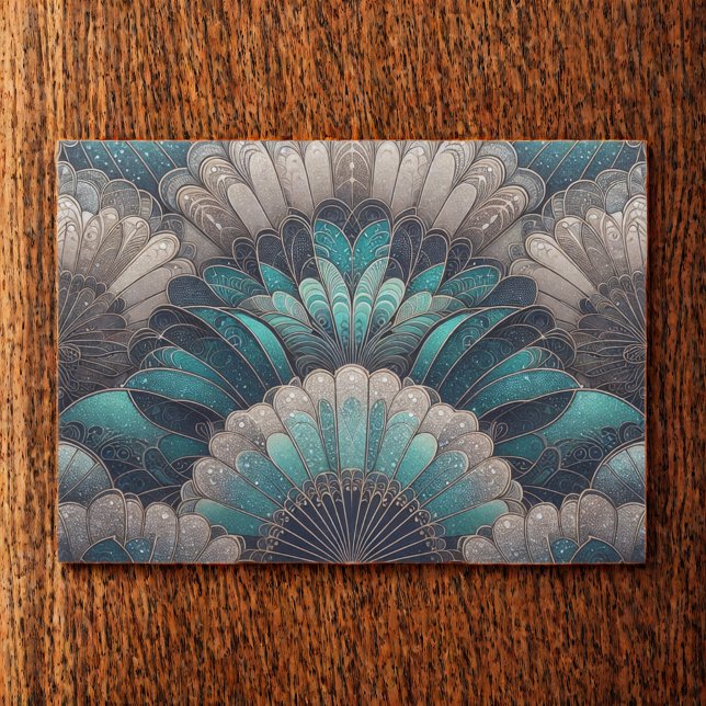 Papel De Seda Ventiladores Art Nouveau Blue Silver (Subido por el creador)