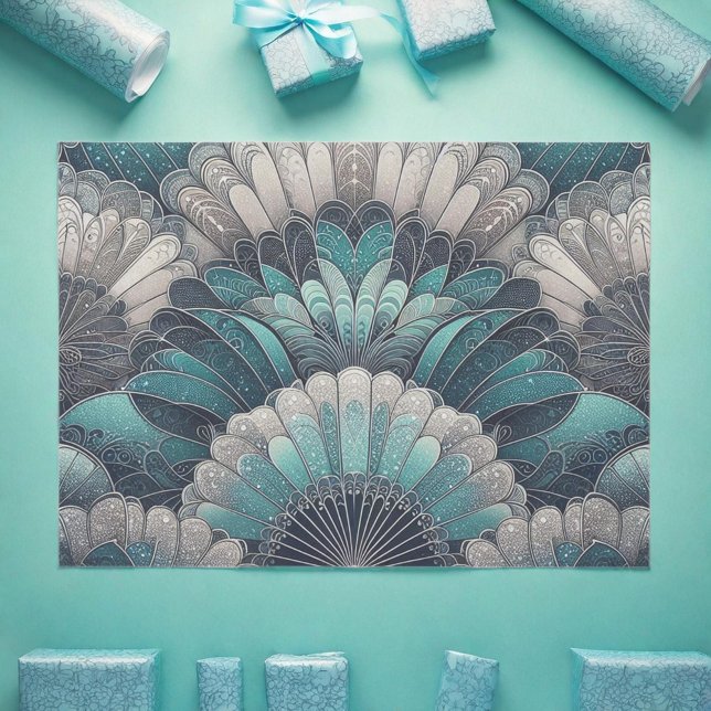 Papel De Seda Ventiladores Art Nouveau Blue Silver (Subido por el creador)