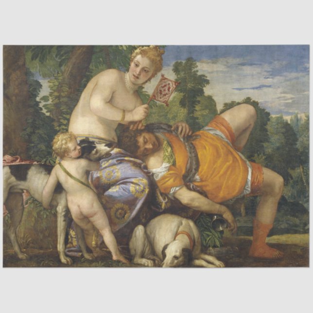 Papel De Seda Venus y Adonis (por Paolo Veronese) (Anverso)