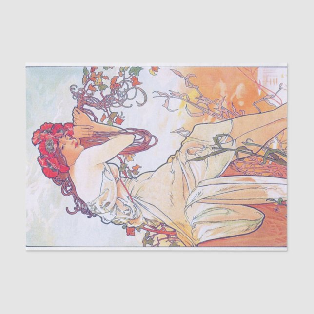 Papel De Seda Verano (Cuatro Temporadas), Alphonse Mucha (Anverso)