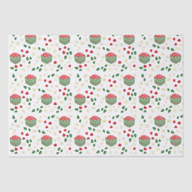 Papel De Seda Verano de las flores de fresa de Berries (Anverso)