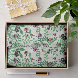 Papel De Seda Verano - Lady Bugs, mariposas y hojas
