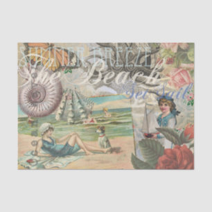 Papel De Seda verano playa vintage pulpo antiguo navegando