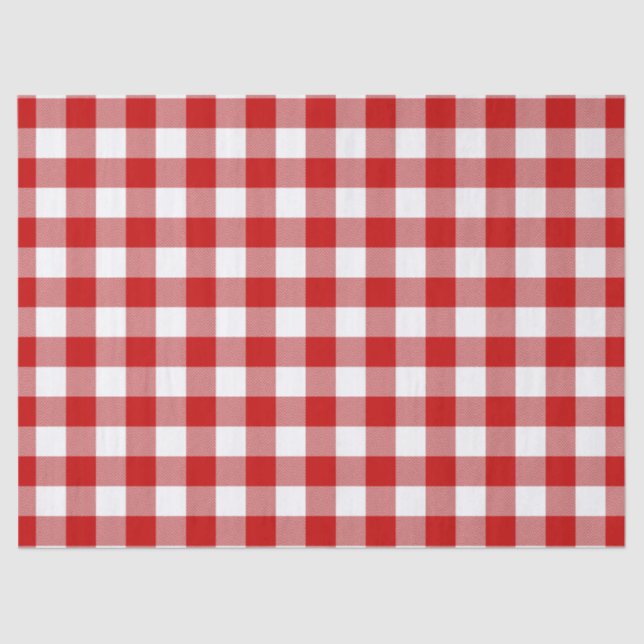 Papel De Seda Verano Rojo y Blanco Gingham (Anverso)