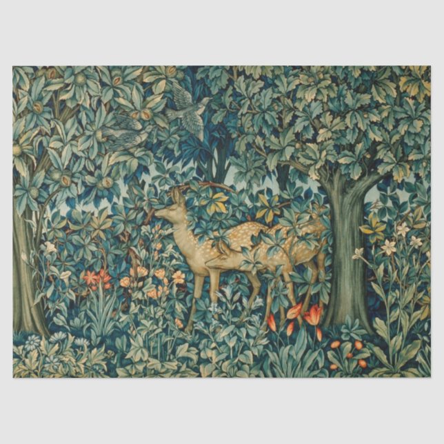 Papel De Seda VERDAD, ANIMALES FORESTALES HACEN Navidades floral (Anverso)