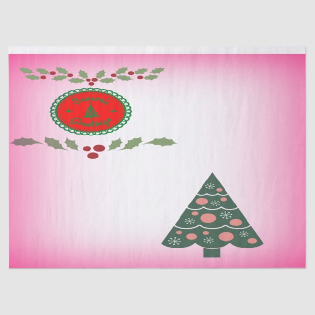 Papel De Seda Verdales Patrones de Green Holly del Árbol de Navi (Anverso)