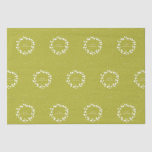 Papel De Seda Verde Ácido + Blanca Feliz Navidad Holanda