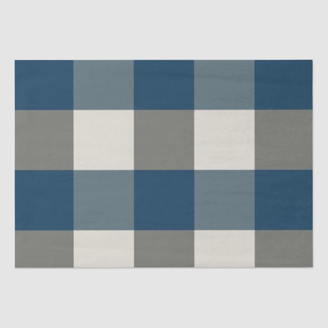 Papel De Seda Verde azul blanco Buffalo Check  (Anverso)