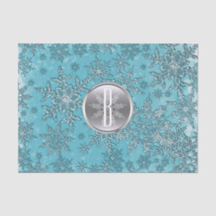 Papel De Seda Verde azulado Aqua Silver Snowflakes Wind Wonderla