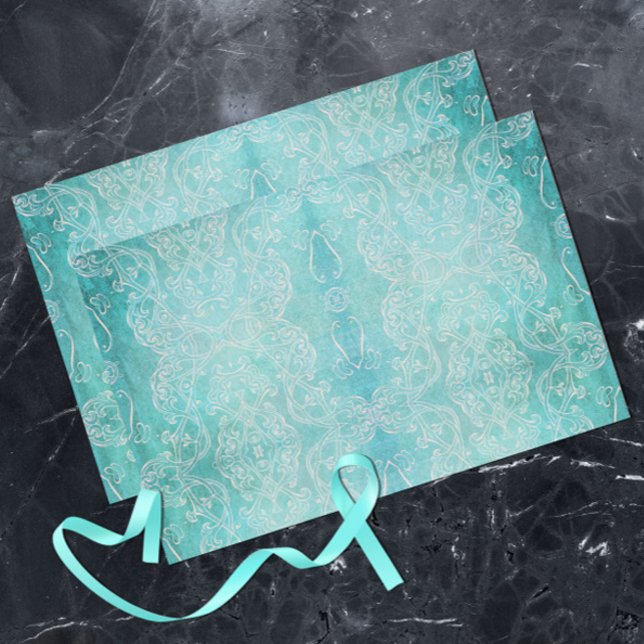 Papel De Seda Verde azulado Turquesa clásico barroco elegante pe (Subido por el creador)
