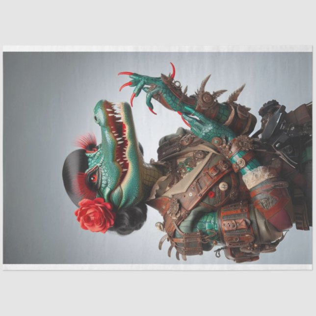 Papel De Seda Verde azulado victoriano de derecha frente a desen (Anverso)