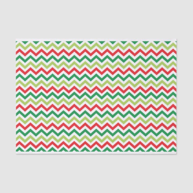 Papel De Seda Verde brillante y Chevron rojo (Anverso)
