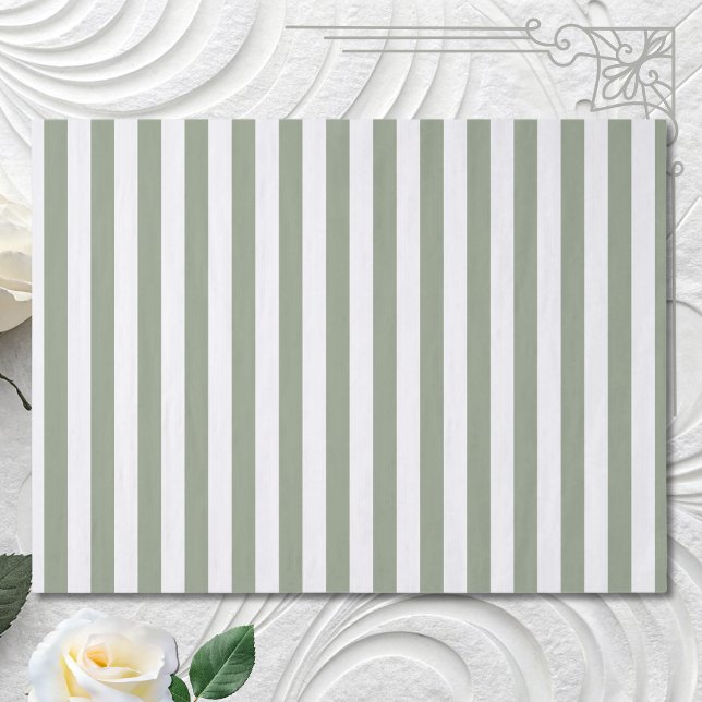 Papel De Seda Verde claro salvia y raya blanca (Subido por el creador)