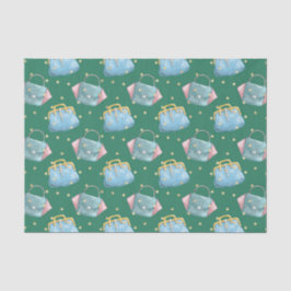 Papel De Seda Verde con Bolso Azul
