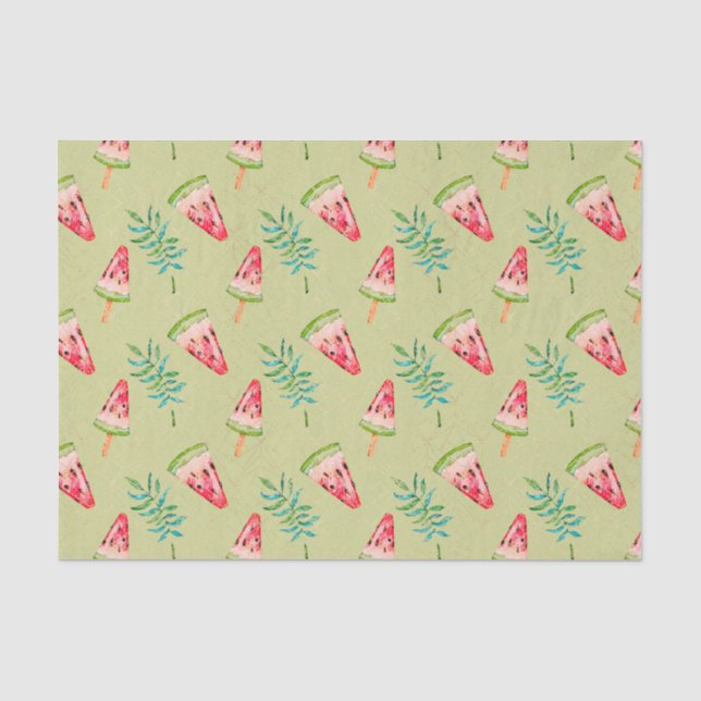 Papel De Seda Verde con Estampado de Sandía (Anverso)