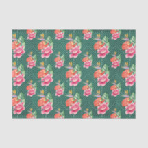 Verde con flores rosas