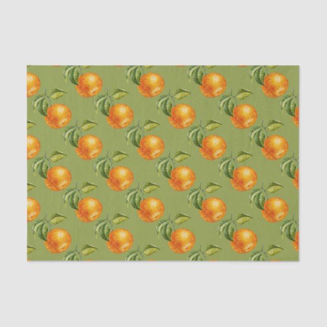 Papel De Seda Verde con Naranjas (Anverso)