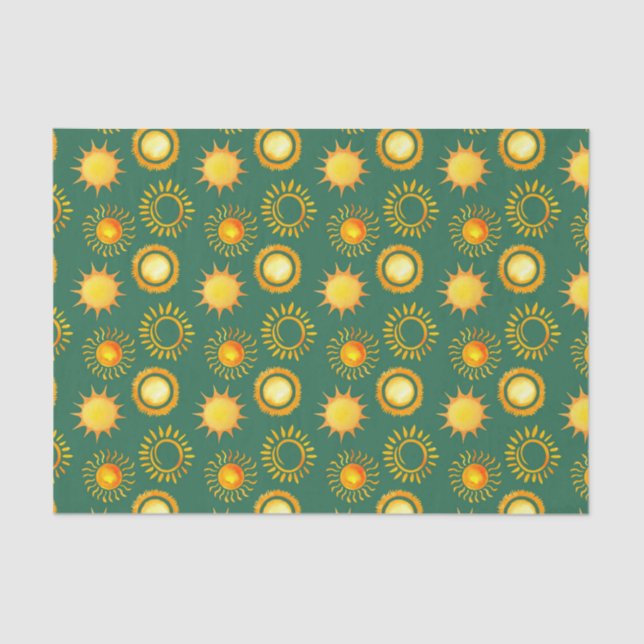Papel De Seda Verde con sol amarillo (Anverso)
