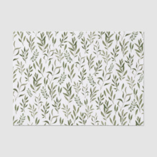 Papel de seda verde de hojas botánicas acuarela