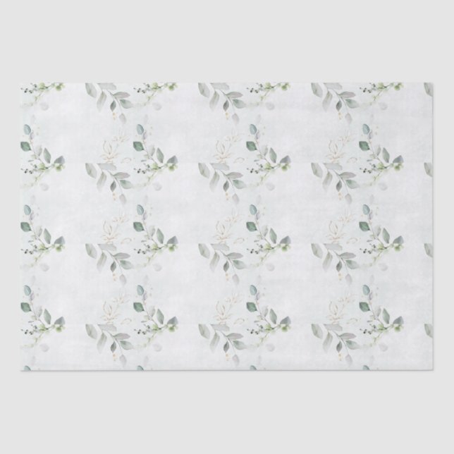 Papel De Seda Verde elegante de eucalipto (Anverso)
