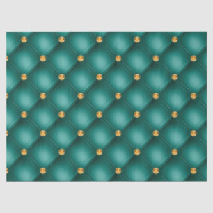 Papel De Seda Verde Esmeralda y Dorado Mechado