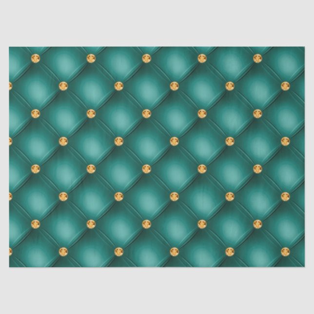 Papel De Seda Verde Esmeralda y Dorado Mechado (Anverso)