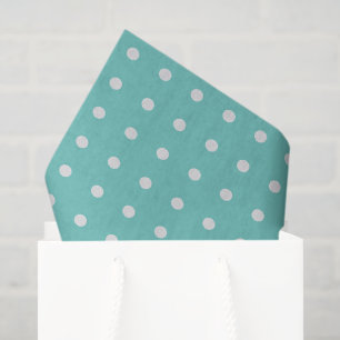 Papel De Seda Verde Espuma de Mar y Lunares Blancos