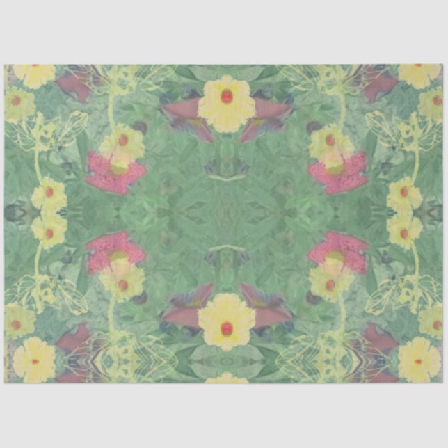 Papel De Seda Verde floral (Anverso)