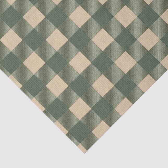 Papel De Seda Verde Gingham Rústico Campestre (Detalle)