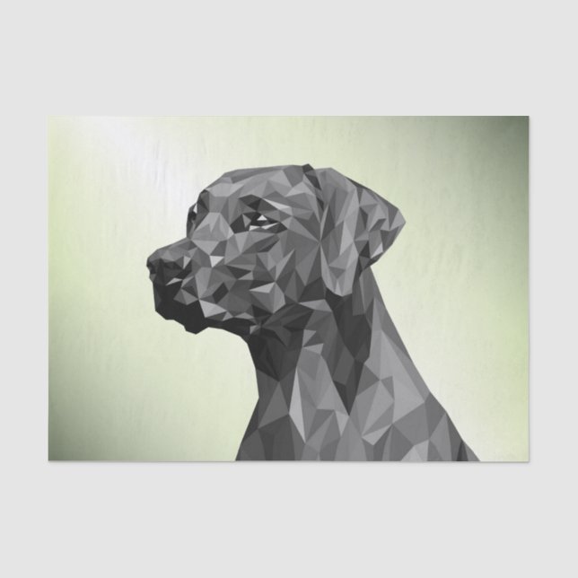 Papel De Seda Verde gris de perro geométrico (Anverso)