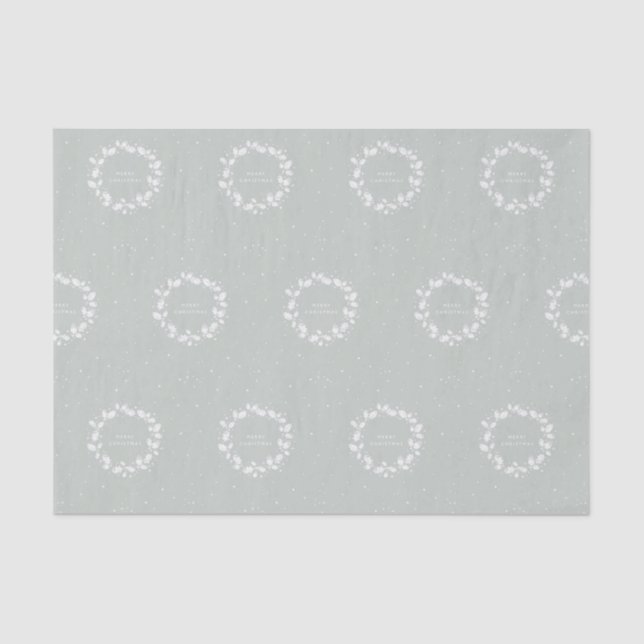 Papel De Seda Verde Gris Delicado + Navidades blancos Holly Wrea (Anverso)