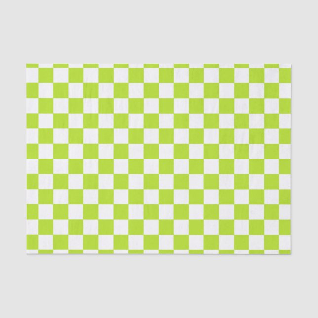 Papel De Seda Verde lima a cuadros y blanco (Anverso)