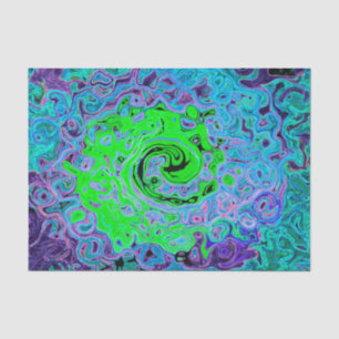 Papel De Seda Verde Lima Groovy Abstracto Retro Torbellino Líqui