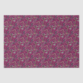 Papel De Seda Verde Navideño Elegante Floral Burgundy Navidad