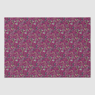 Papel De Seda Verde Navideño Elegante Floral Burgundy Navidad