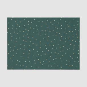 Papel De Seda Verde Oscuro con Puntos Dorados