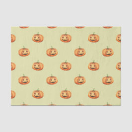 PAPEL DE SEDA VERDE PÁLIDO CON PUMPKINAS DE AGRADECIMIENTO NARAN