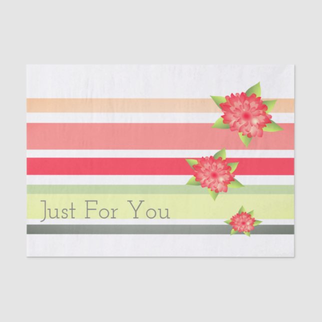 Papel De Seda Verde Rosa Con Flor Roja (Anverso)