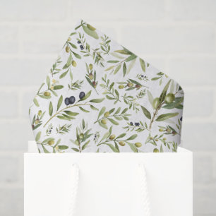 Papel De Seda Verde Salvia Acuarela Francés Chic Olivos Campestr