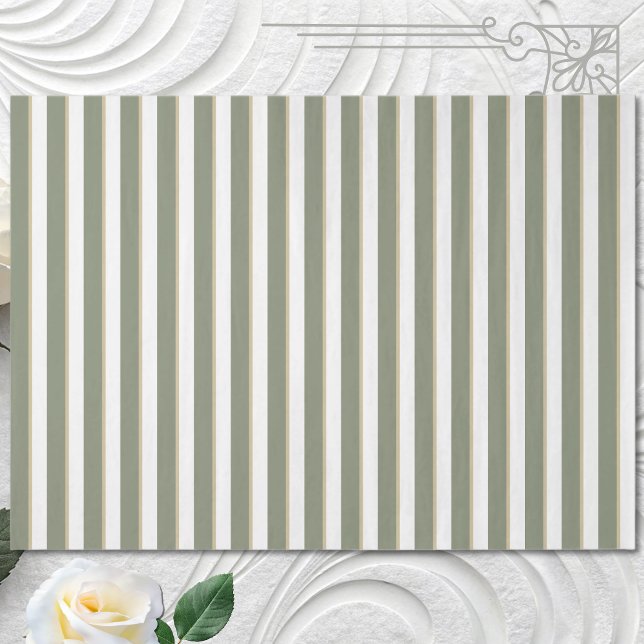 Papel De Seda Verde Salvia Bronceado Raya Blanca (Subido por el creador)