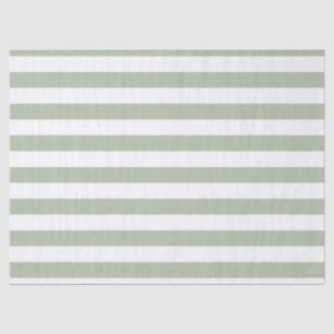 Papel De Seda Verde salvia claro y rayas blancas