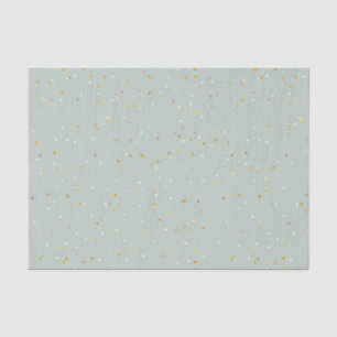 Papel De Seda Verde suave con Navidades con manchas doradas y bl