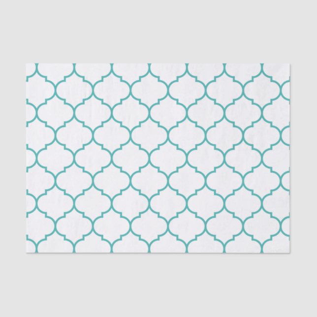 Papel De Seda verde, trullo, blanco, morrocan, quatrefoil, (Anverso)