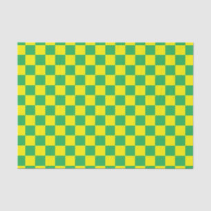 Papel De Seda Verde y amarillo a cuadros