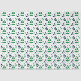 Papel De Seda Verde y Azul  Diseño de la Serie Náutica 10