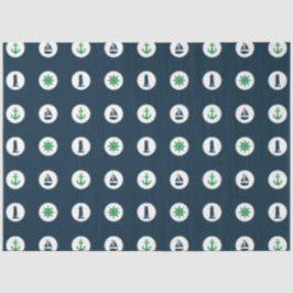 Papel De Seda Verde y Azul Diseño de la Serie Náutica 15