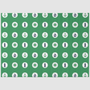 Papel De Seda Verde y Azul Marino  Serie Náutica Diseño 13