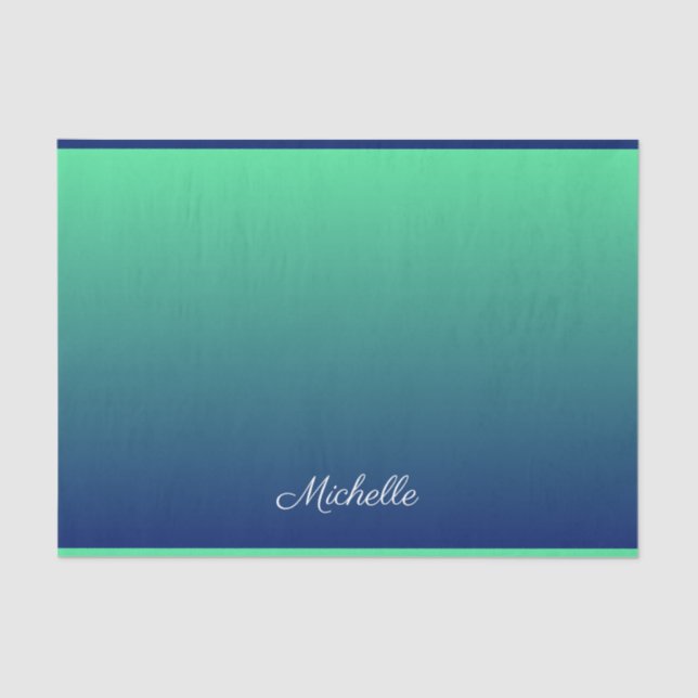 Papel De Seda Verde y azul personalizados sombríos (Anverso)