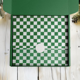 Papel De Seda Verde y Blanco Holiday Check