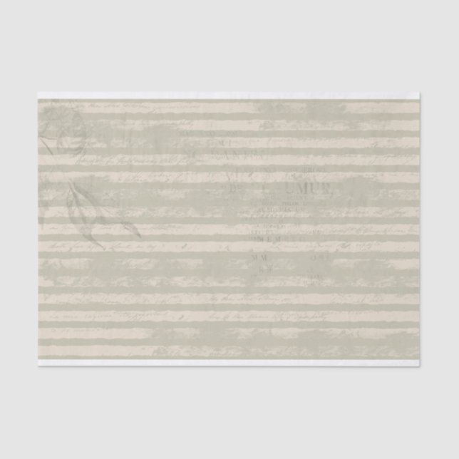 Papel de seda verde y marfil con rayas Grunge (Anverso)